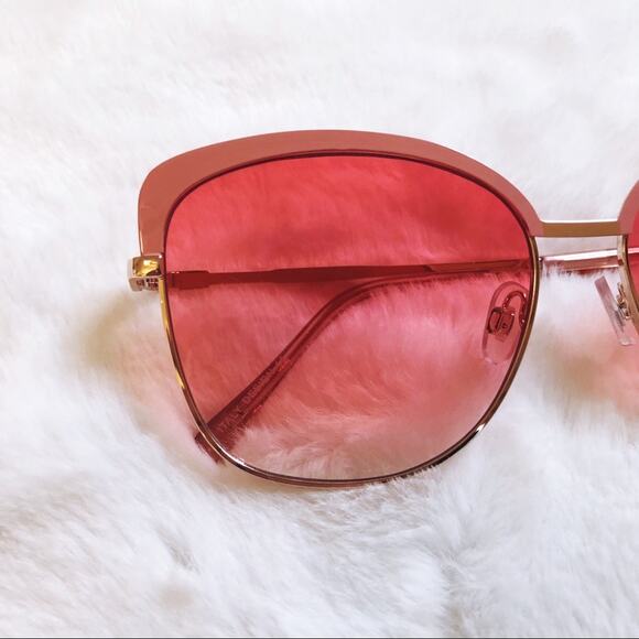 Robbie Pink Full Rim Retro Cat Eye Sunglasses - Picture 2 of 10